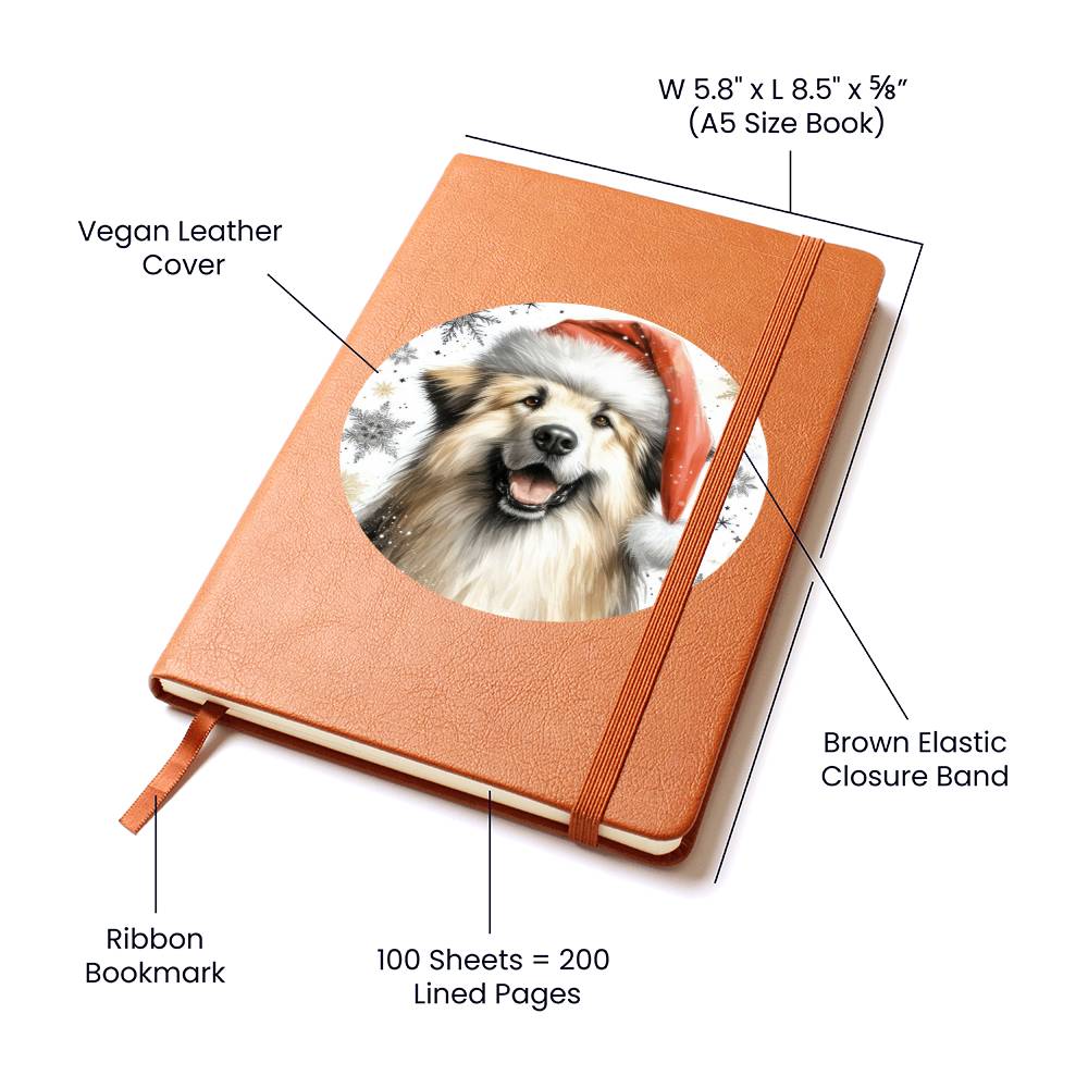 Christmas Dog - Pyrenean Shepherd - Vegan Leather Journal