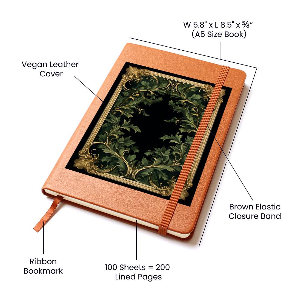 Ornate Gold Cover 117 - Vegan Leather Journal