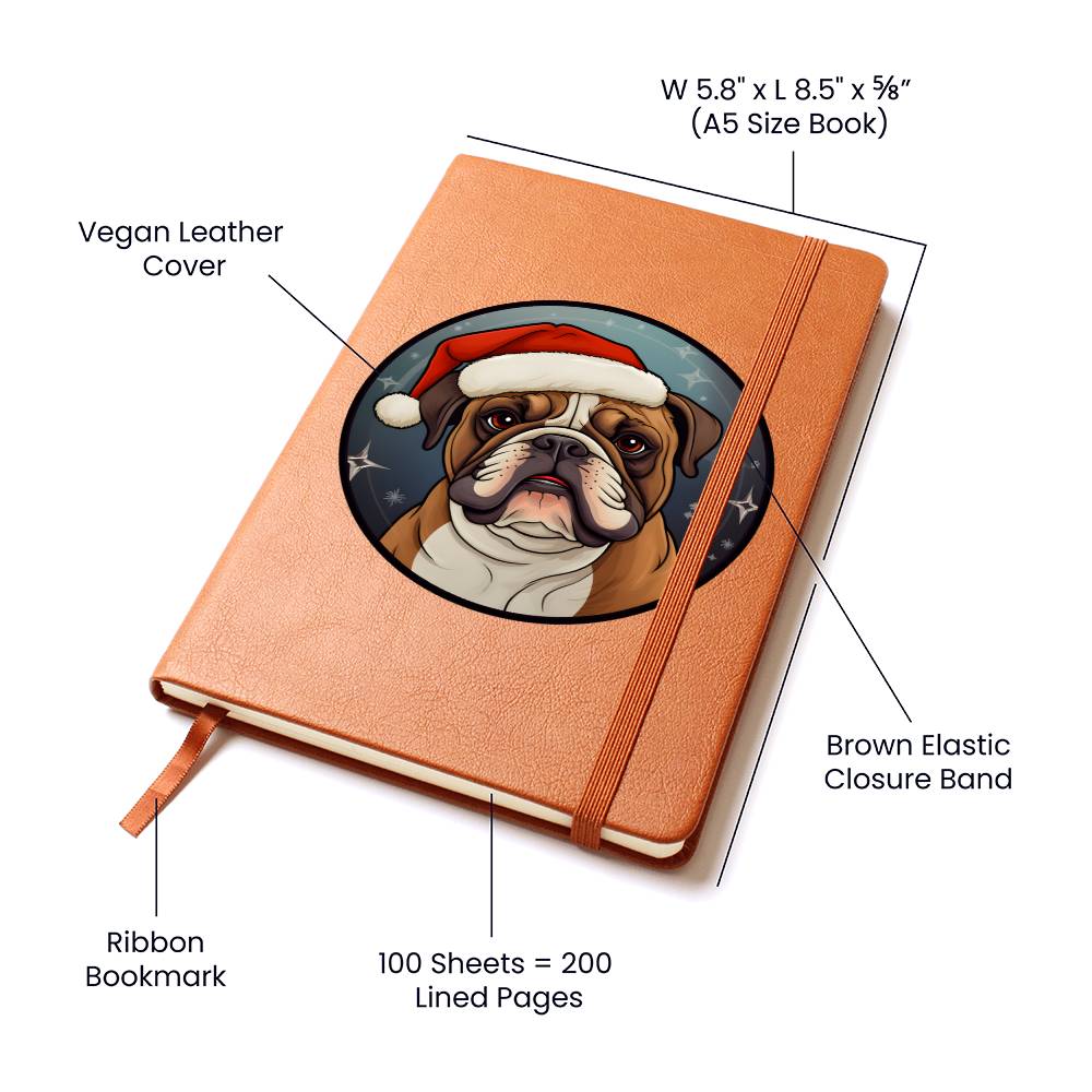 Dog Stained Glass Christmas Design 031 - Vegan Leather Journal