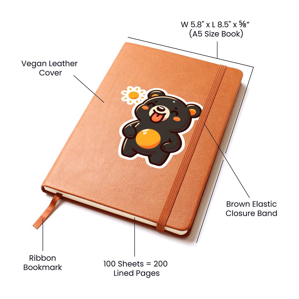 Cute Sun bear sticker 183 - Vegan Leather Journal