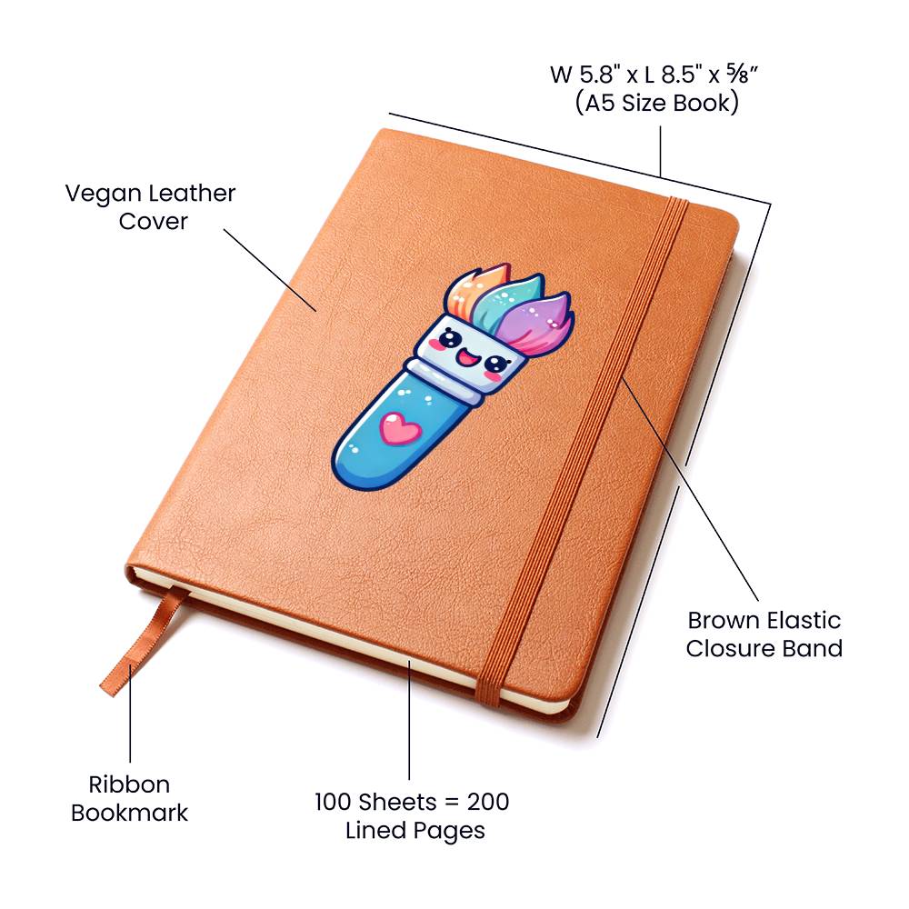 Cute Back to School Sticker 097 - Vegan Leather Journal