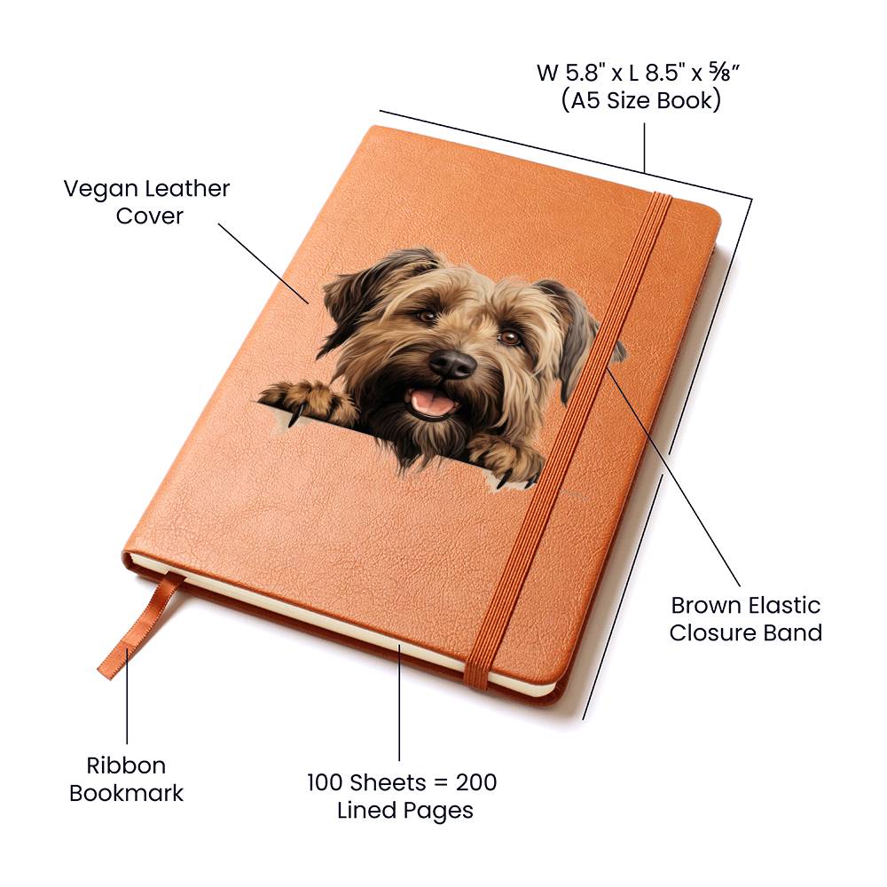 Briard Peeking - Vegan Leather Journal