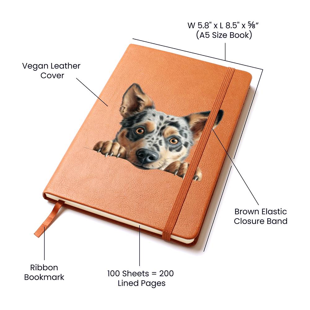 Australian Cattle Dog Peeking - Vegan Leather Journal