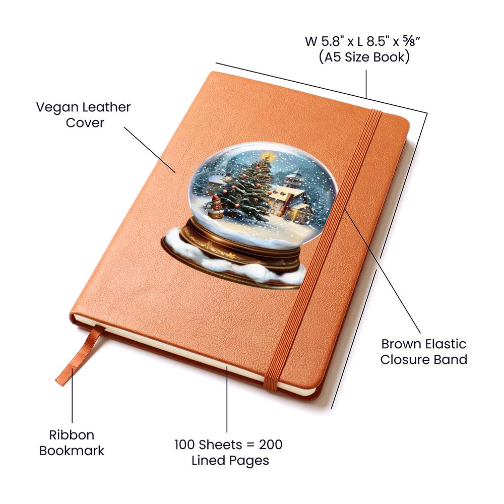 Watercolor Christmas Snow Globe 047 - Vegan Leather Journal