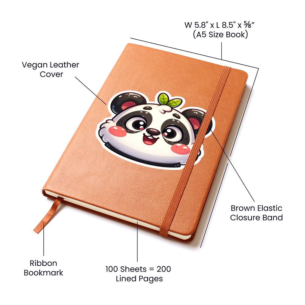 Cute Panda sticker 117 - Vegan Leather Journal