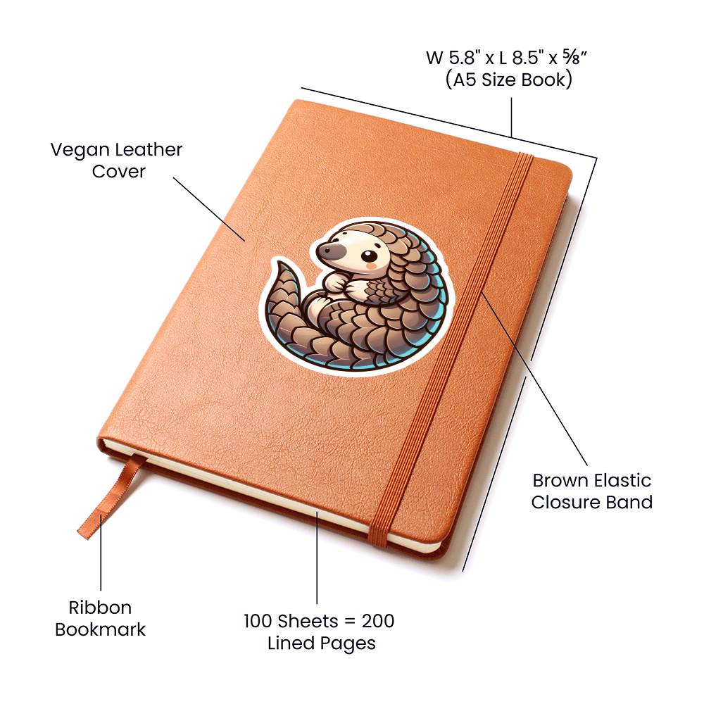 Cute Pangolin sticker 118 - Vegan Leather Journal