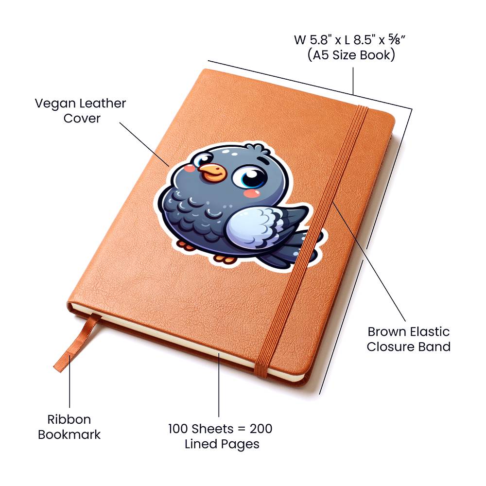 Cute Pigeon sticker 127 - Vegan Leather Journal