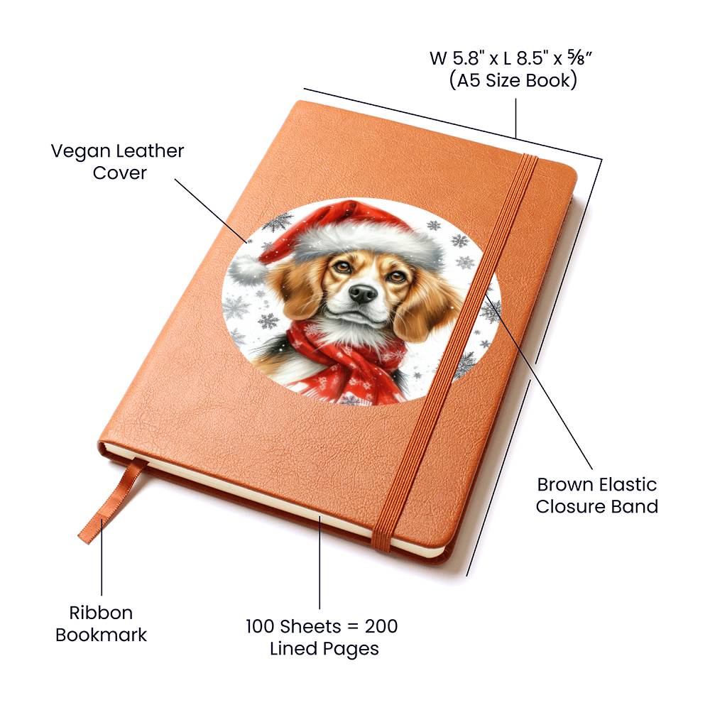 Christmas Dog - Harrier - Vegan Leather Journal