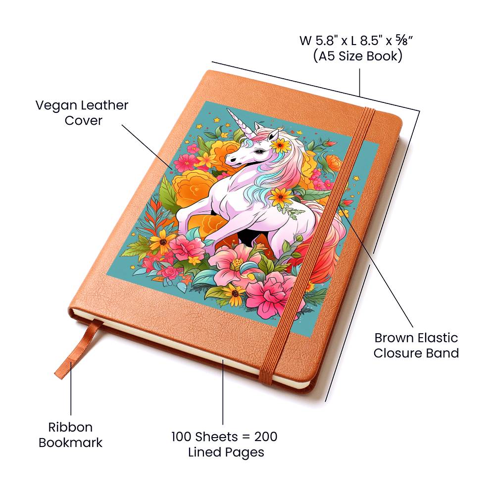 Cute Unicorn 046 - Vegan Leather Journal