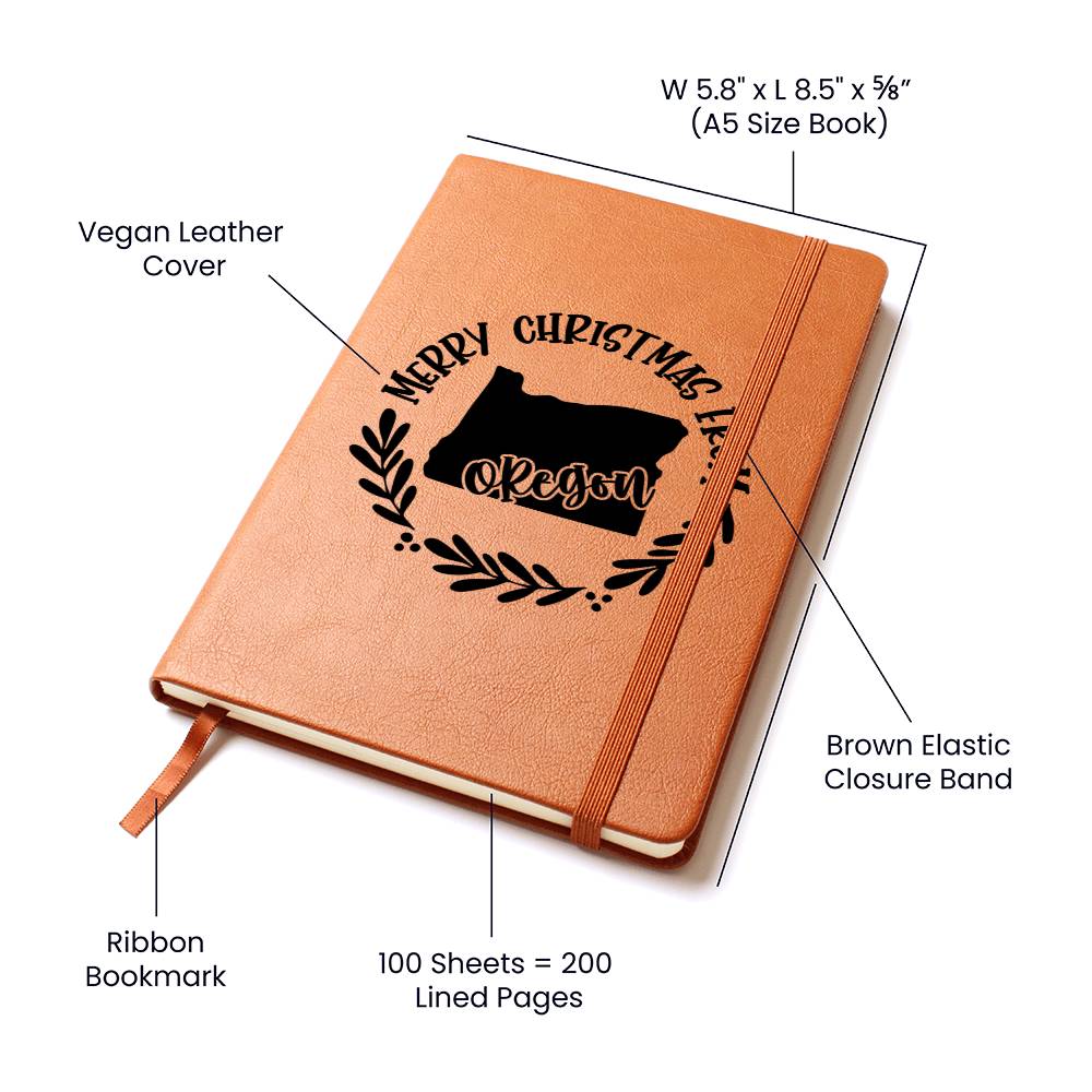 Merry Christmas From Oregon - Vegan Leather Journal