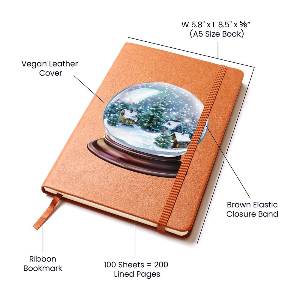 Watercolor Christmas Snow Globe 034 - Vegan Leather Journal