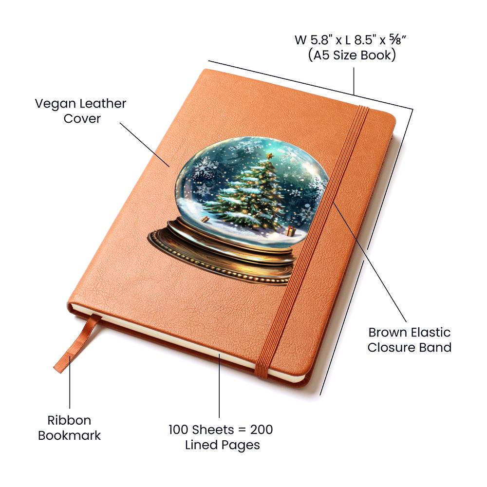 Watercolor Christmas Snow Globe 003 - Vegan Leather Journal