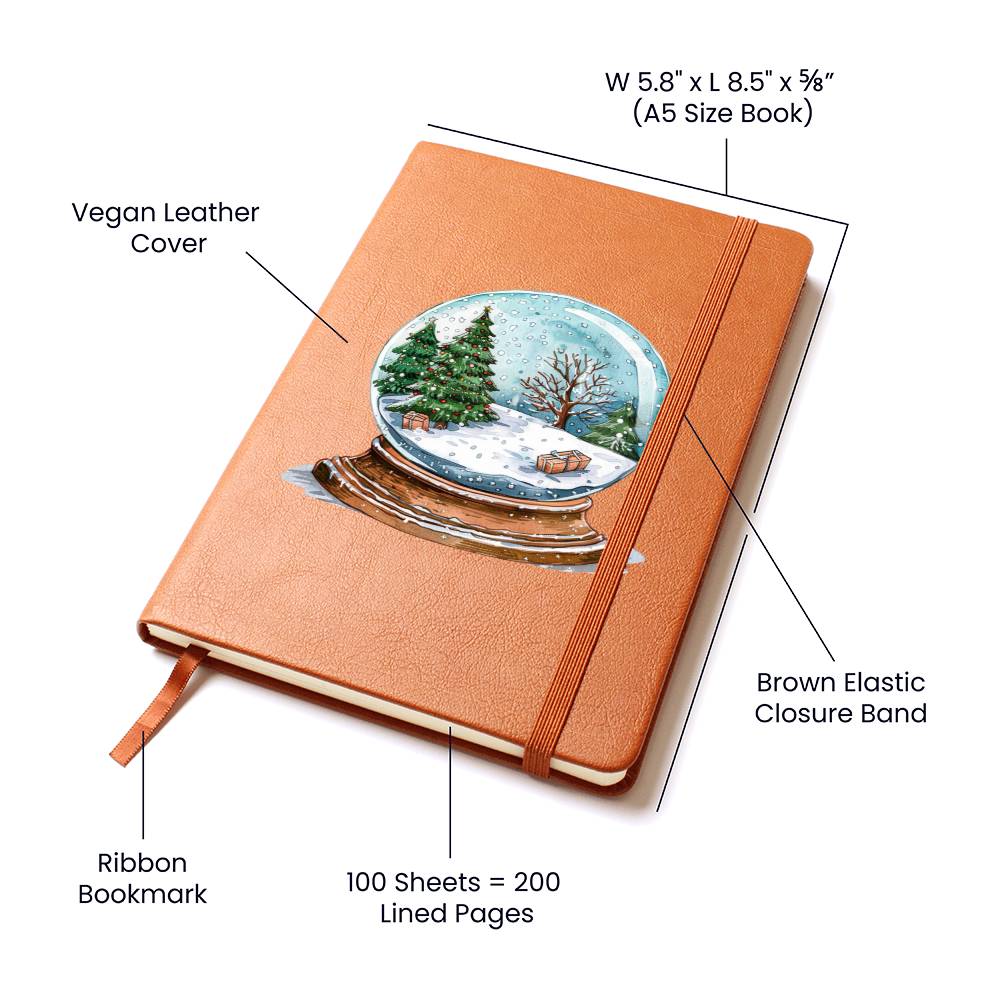 Watercolor Christmas Snow Globe 024 - Vegan Leather Journal