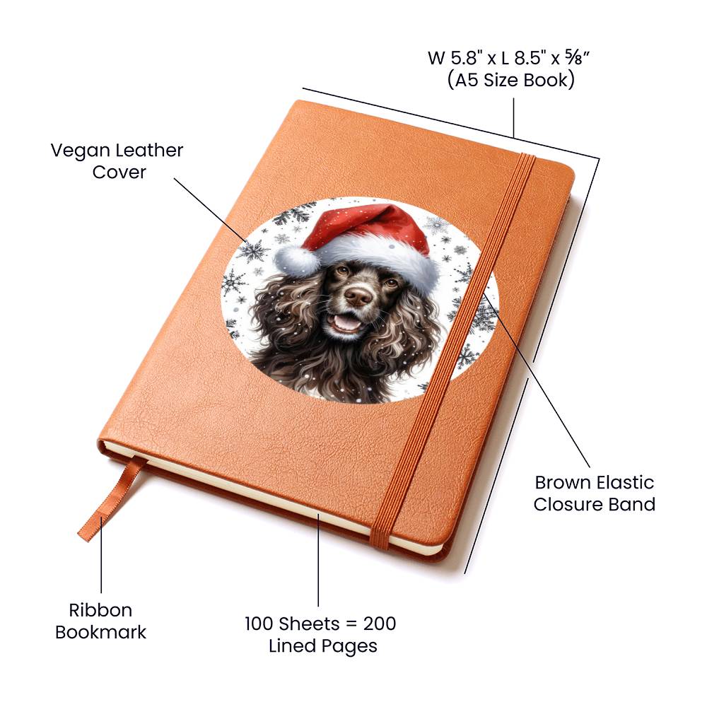 Christmas Dog - American Water Spaniel - Vegan Leather Journal