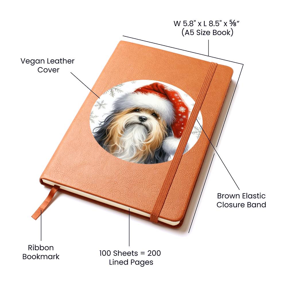 Christmas Dog - Lowchen - Vegan Leather Journal