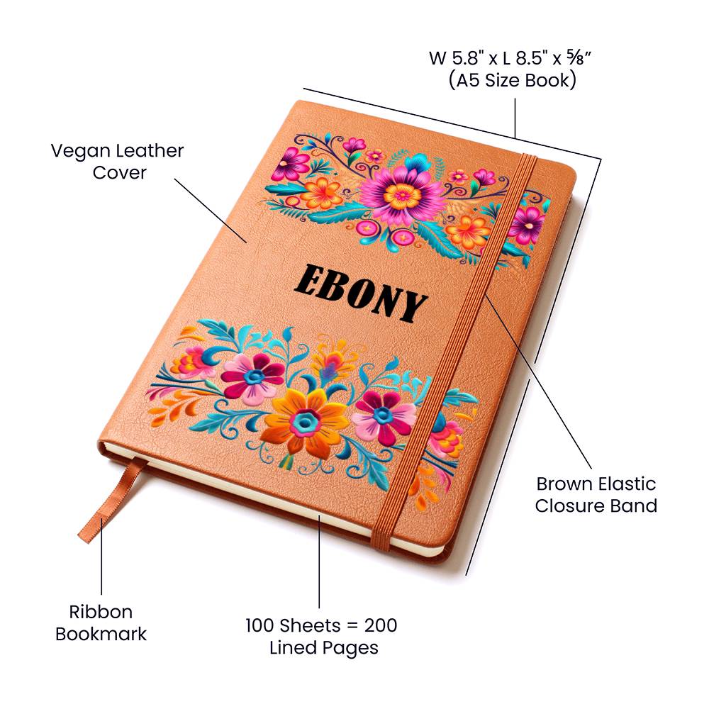 Ebony (Mexican Flowers 1) - Vegan Leather Journal