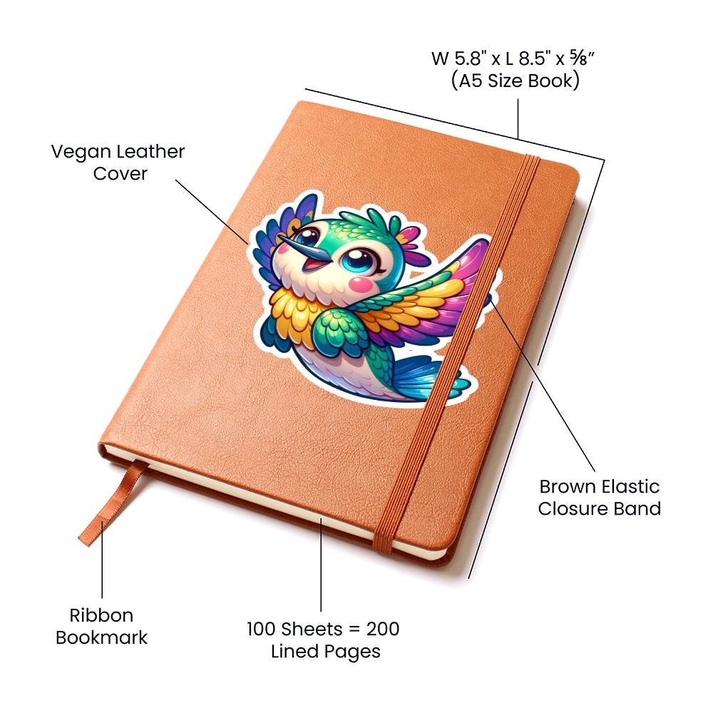 Cute Hummingbird sticker 70 - Vegan Leather Journal