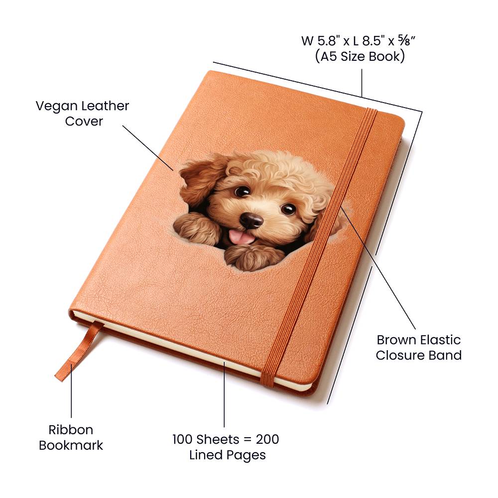 Poodle Peeking - Vegan Leather Journal