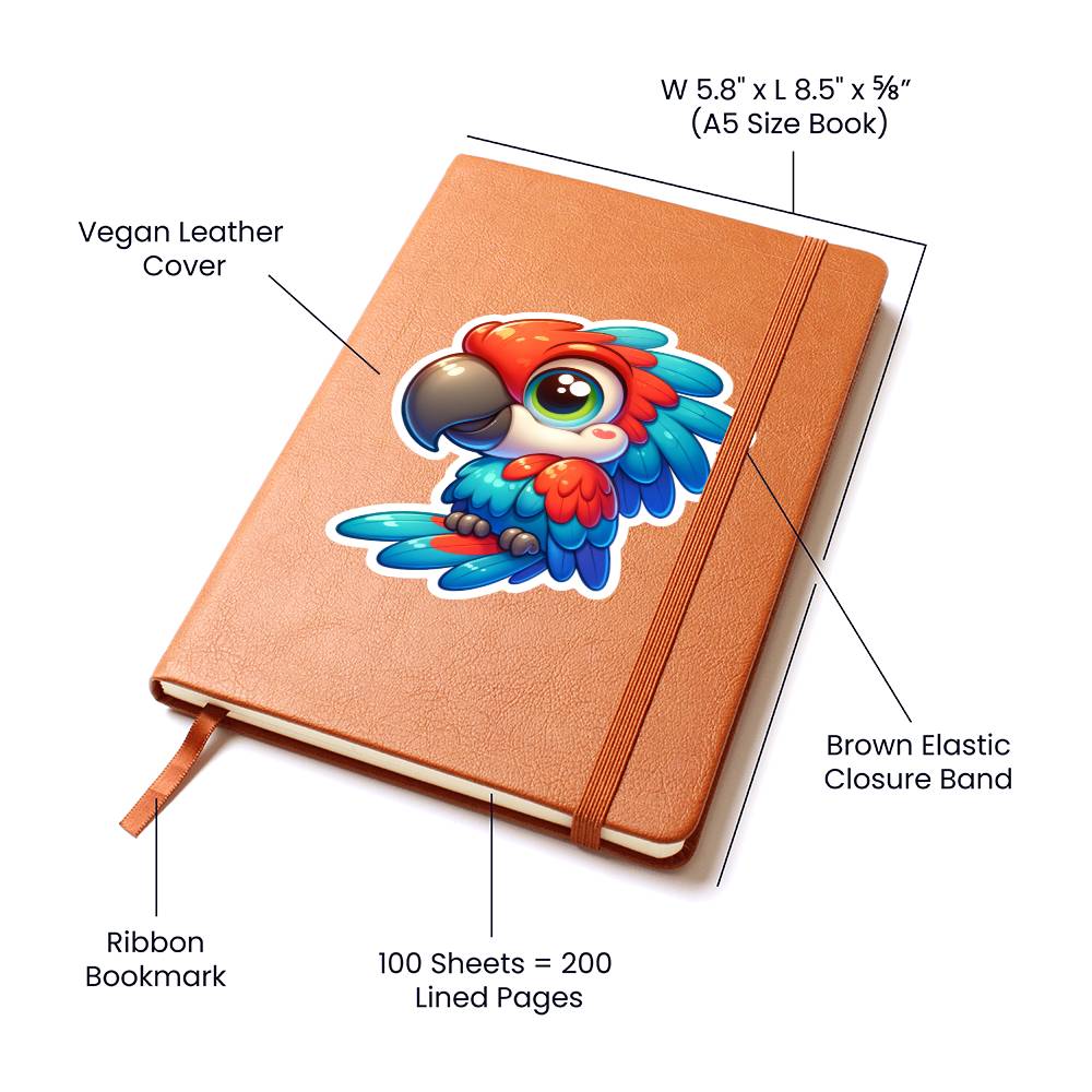 Cute Macaw sticker 90 - Vegan Leather Journal