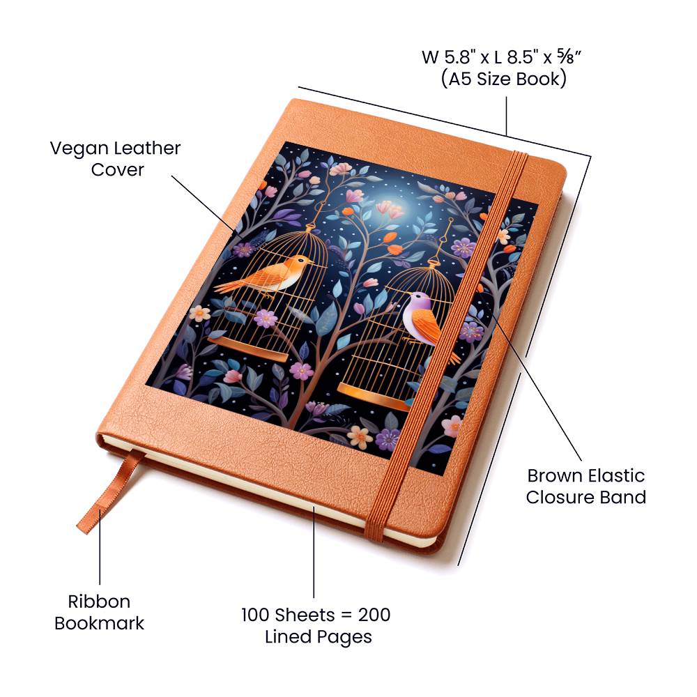 Birds And Floral Design 179 - Vegan Leather Journal