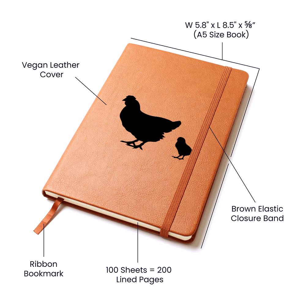 Mama Chicken With 1 Chick - Vegan Leather Journal