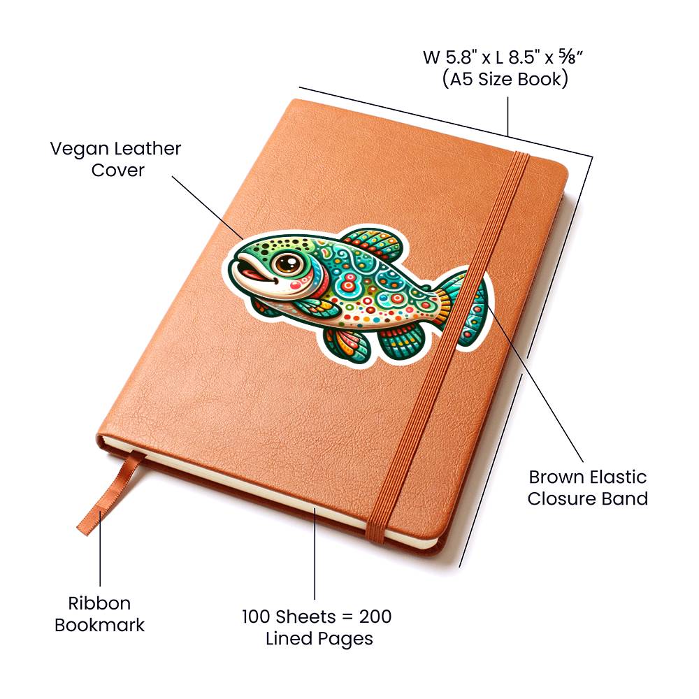 Cute Trout sticker 198 - Vegan Leather Journal