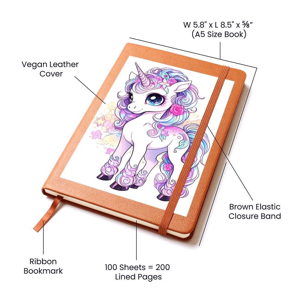 Cute Unicorn 076 - Vegan Leather Journal