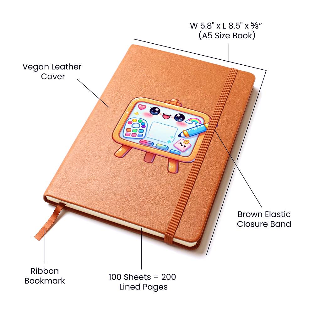 Cute Back to School Sticker 057 - Vegan Leather Journal