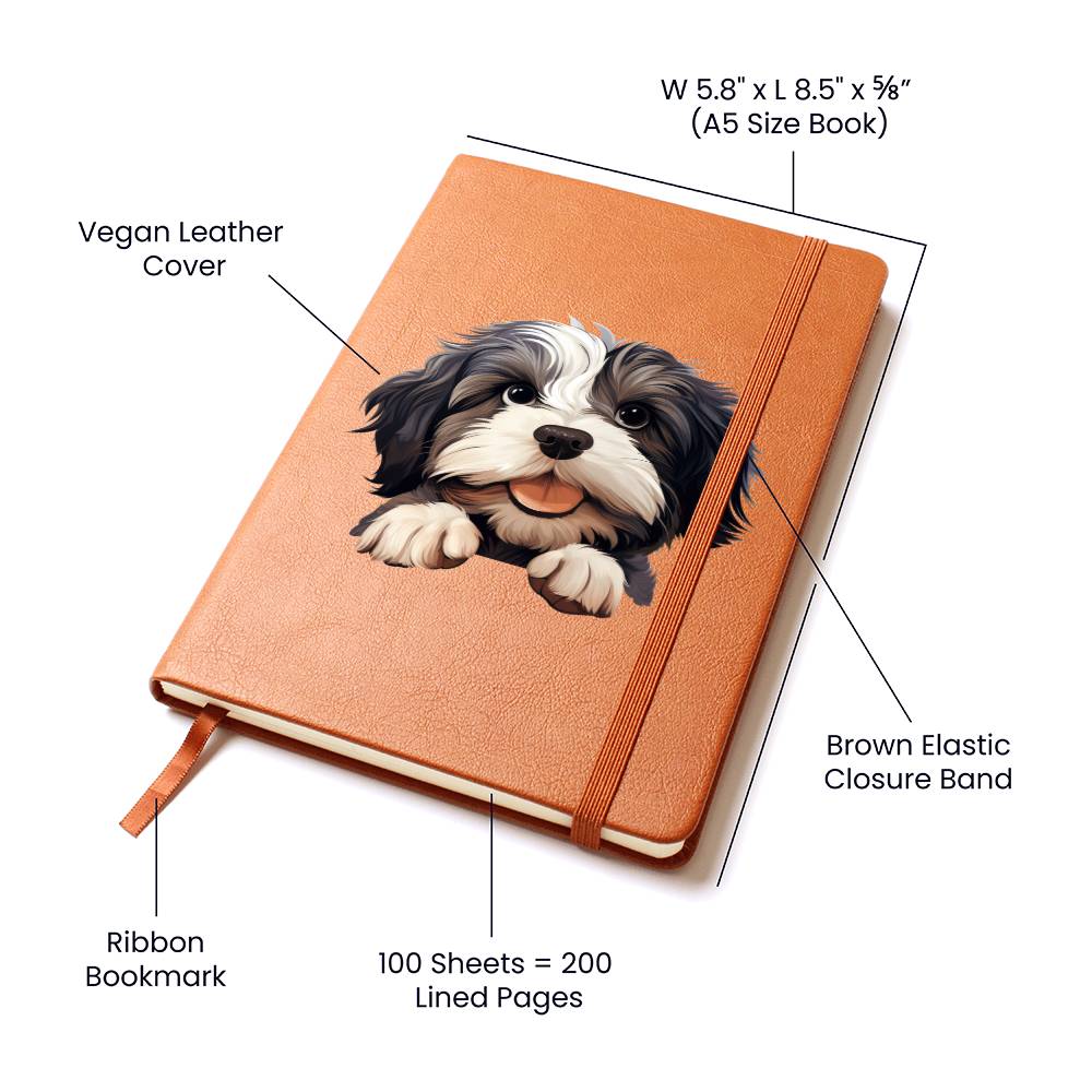 Lowchen Peeking - Vegan Leather Journal