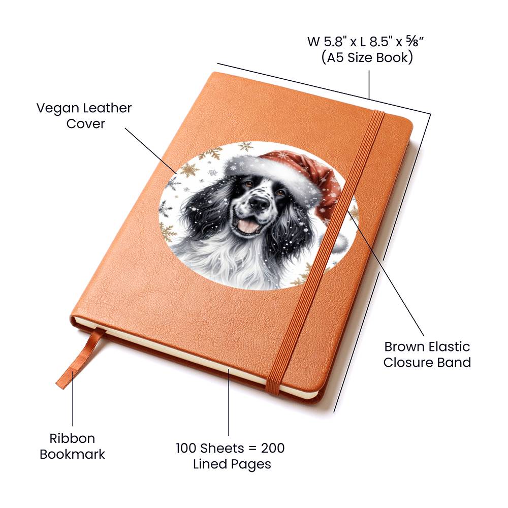 Christmas Dog - English Setter - Vegan Leather Journal