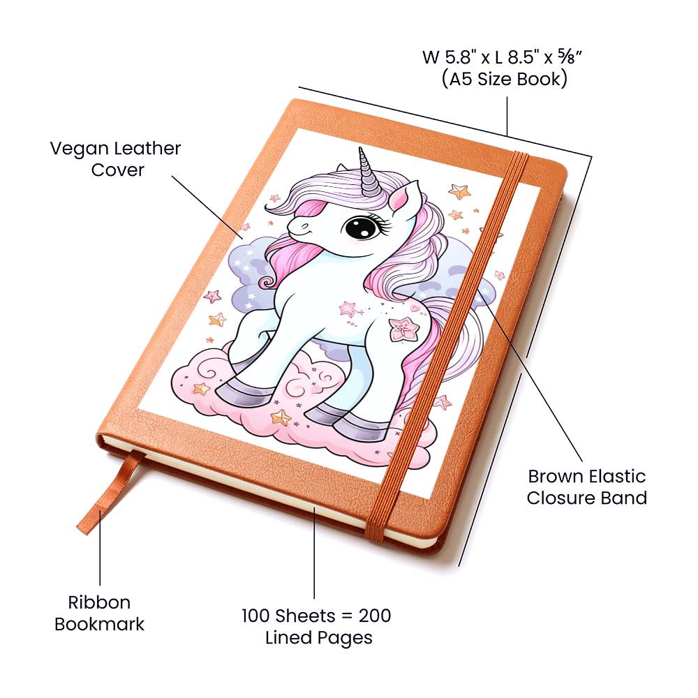 Cute Unicorn 032 - Vegan Leather Journal