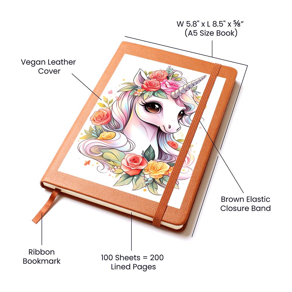 Cute Unicorn 018 - Vegan Leather Journal