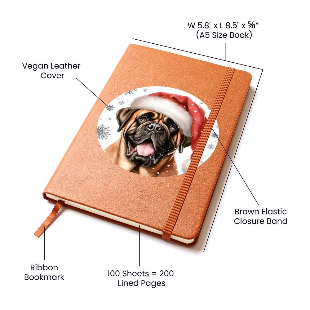 Christmas Dog - Mastiff - Vegan Leather Journal