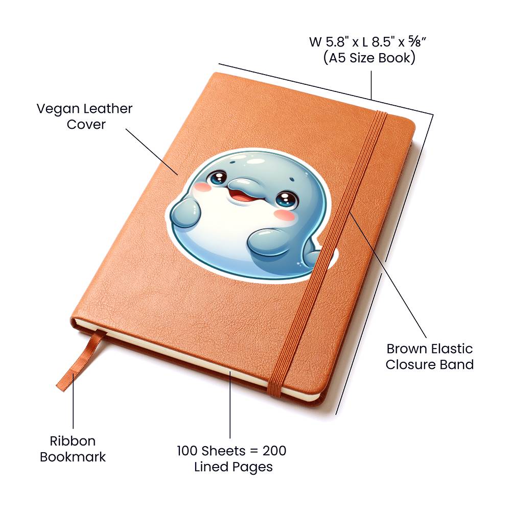 Cute Beluga sticker 12 - Vegan Leather Journal