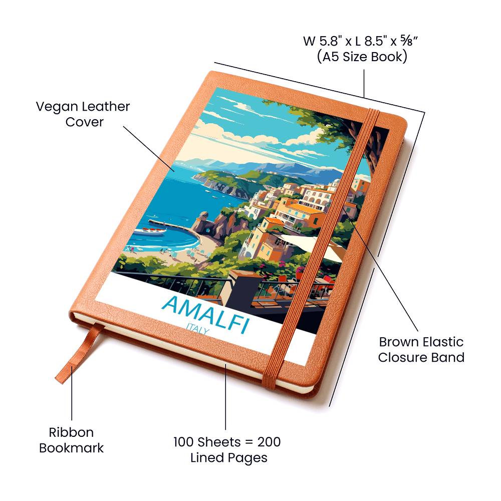 Famous Travel Destinations - Amalfi, Italy - Vegan Leather Journal
