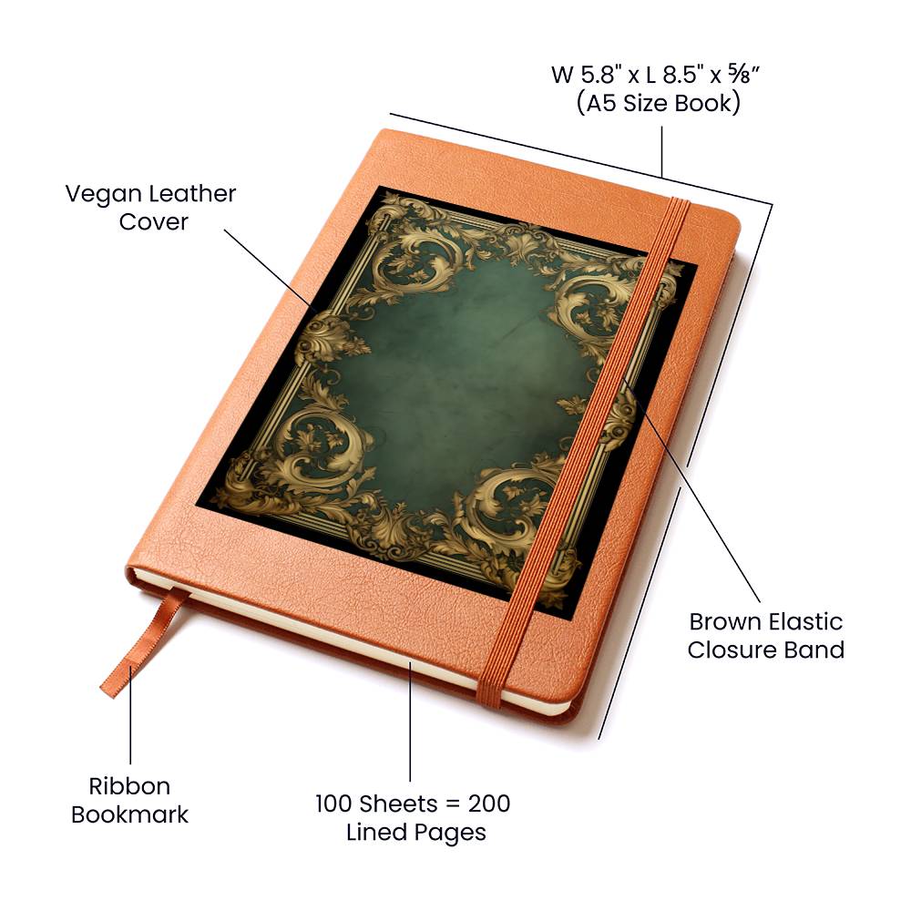 Ornate Gold Cover 033 - Vegan Leather Journal