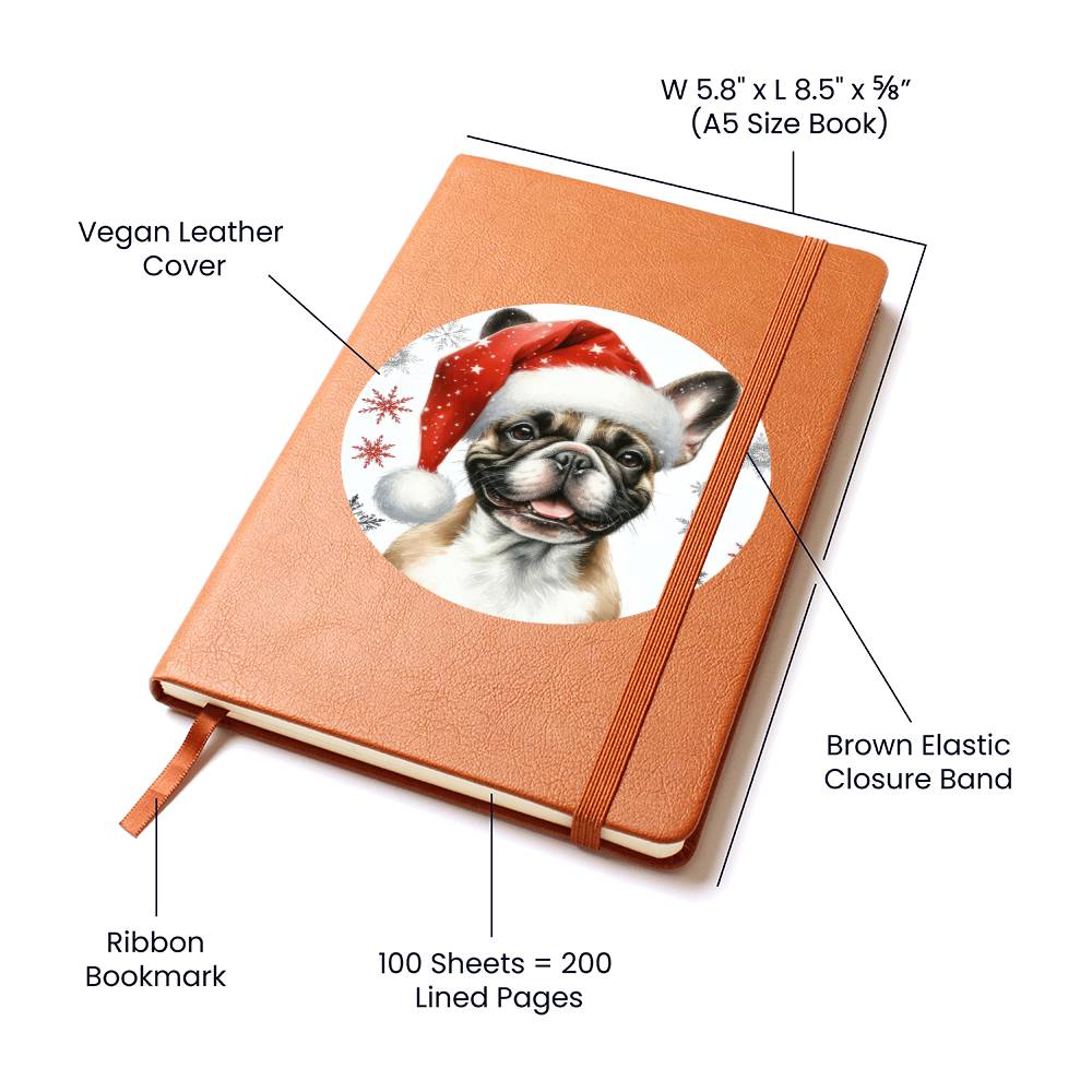 Christmas Dog - French Bulldog - Vegan Leather Journal