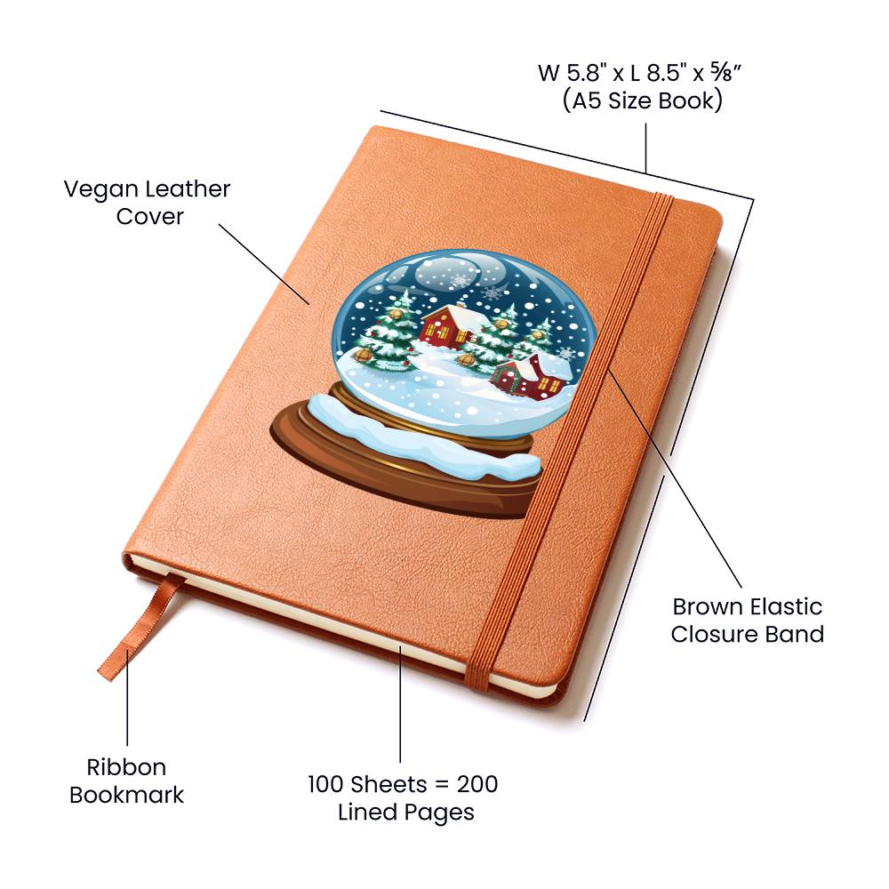Watercolor Christmas Snow Globe 041 - Vegan Leather Journal