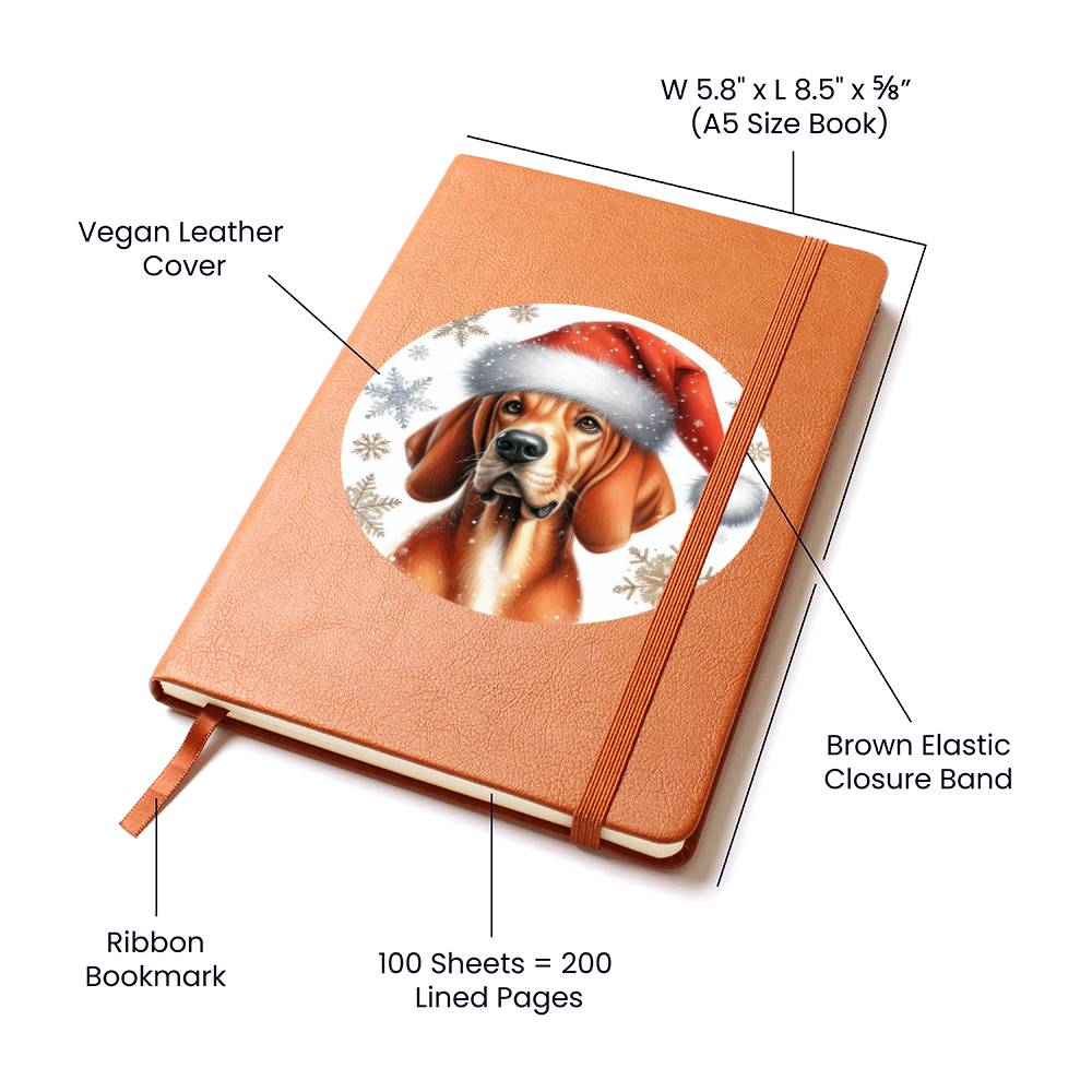 Christmas Dog - Redbone Coonhound - Vegan Leather Journal