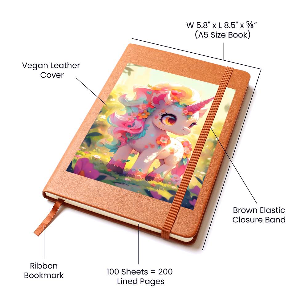 Cute Unicorn 054 - Vegan Leather Journal