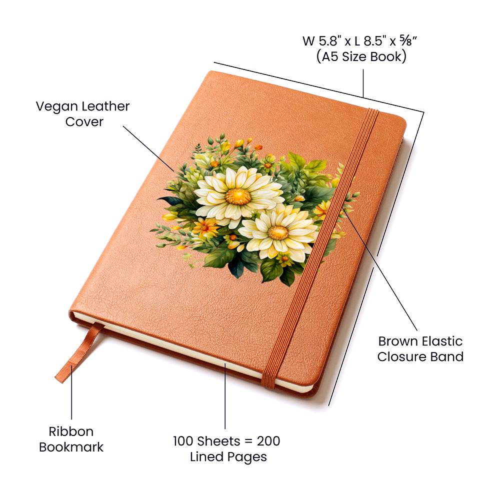 Floral Flower Wreath 091 - Vegan Leather Journal