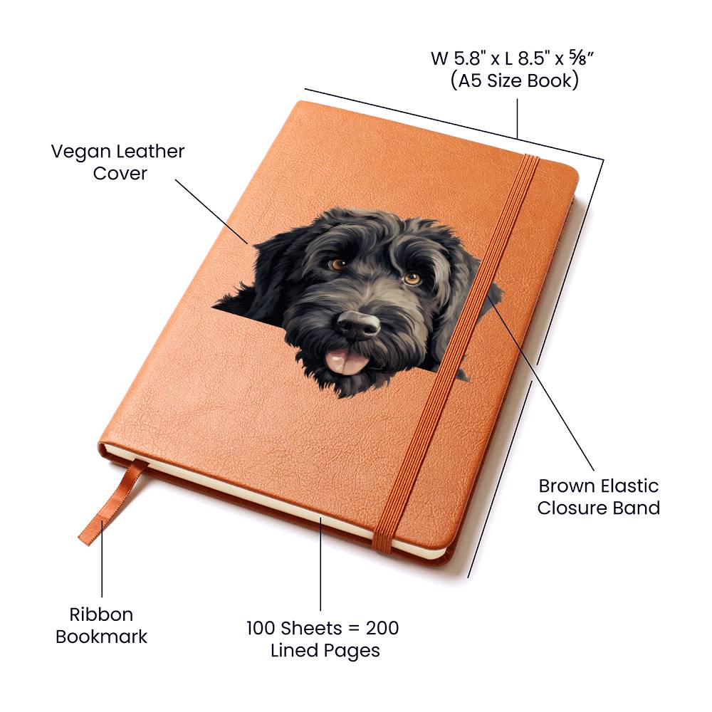 Black Russian Terrier Peeking - Vegan Leather Journal