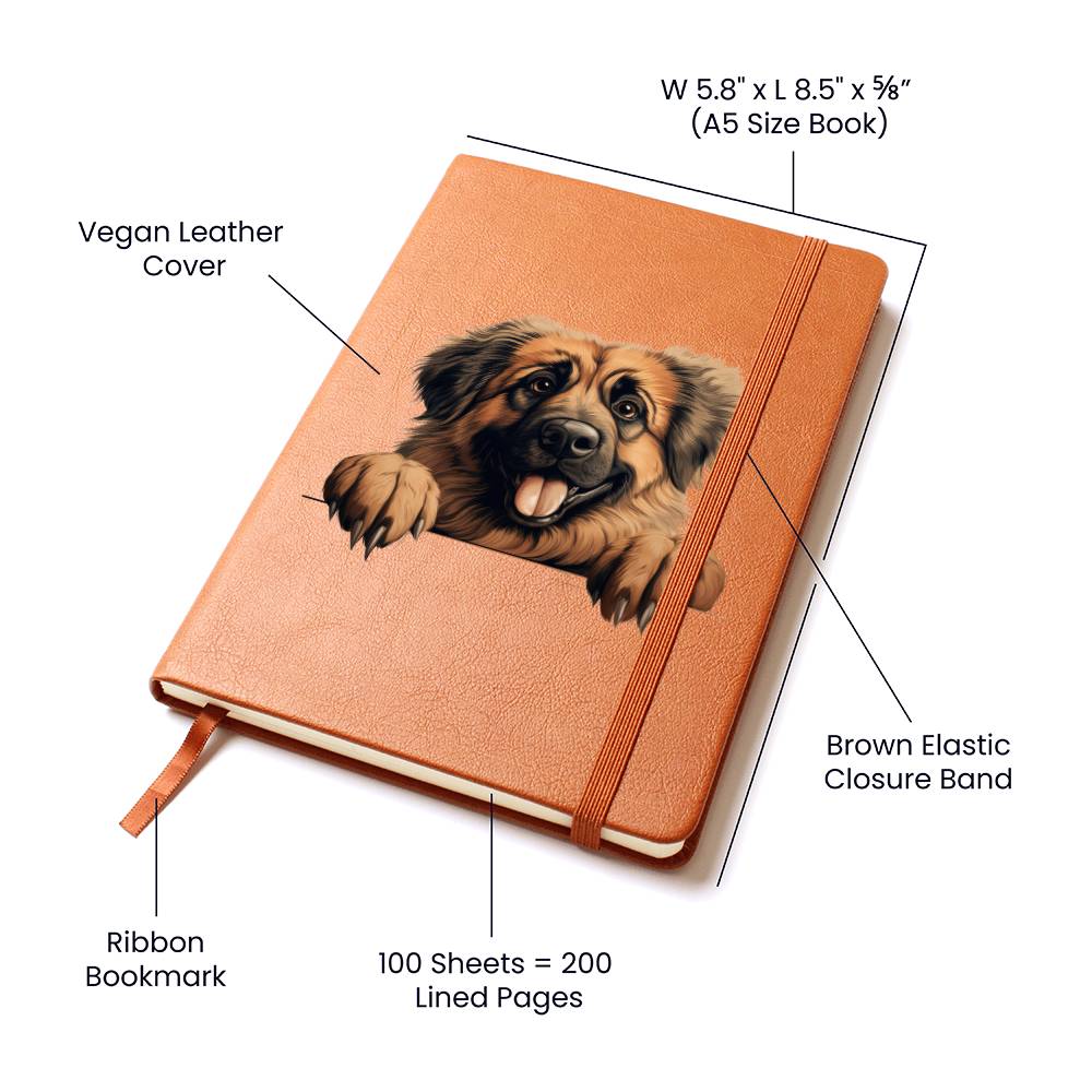 Leonberger Peeking - Vegan Leather Journal