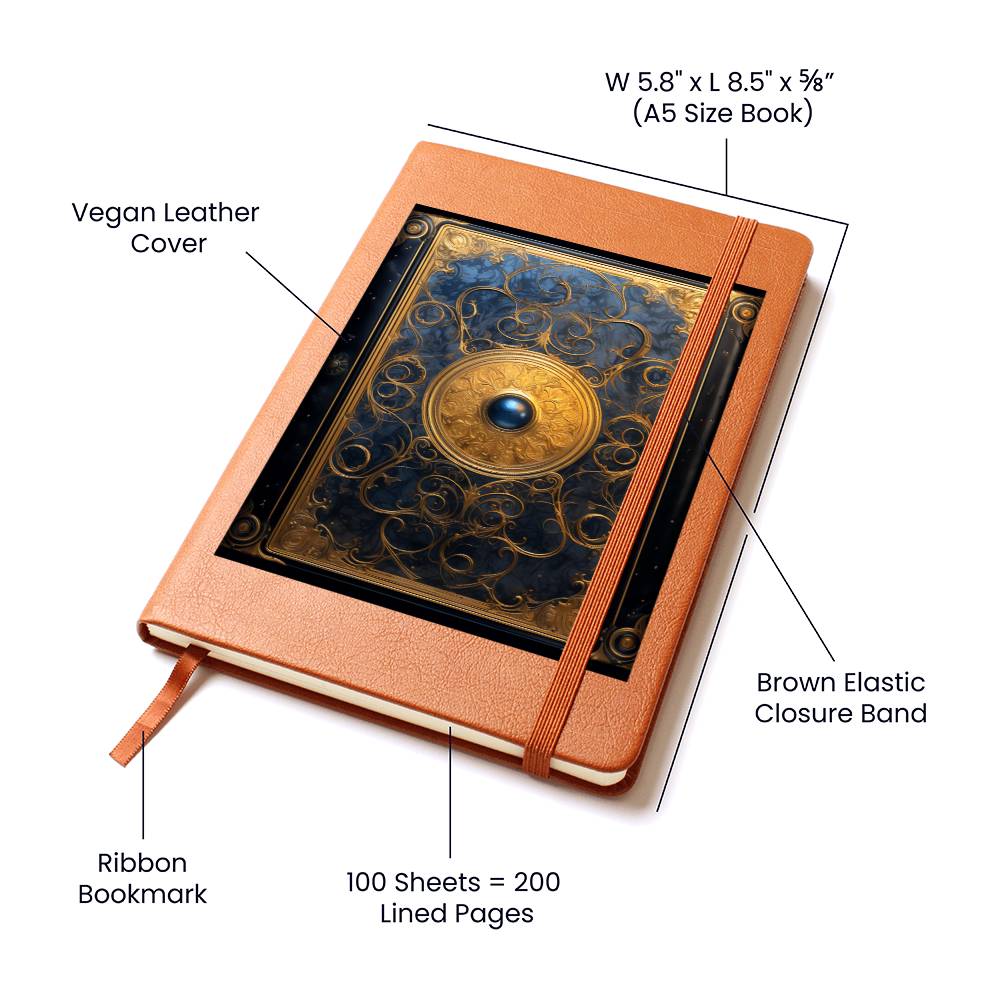 Ornate Gold Cover 019 - Vegan Leather Journal