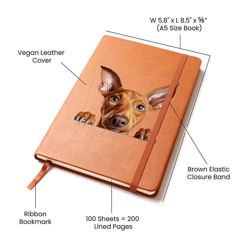 Pharaoh Hound Peeking - Vegan Leather Journal