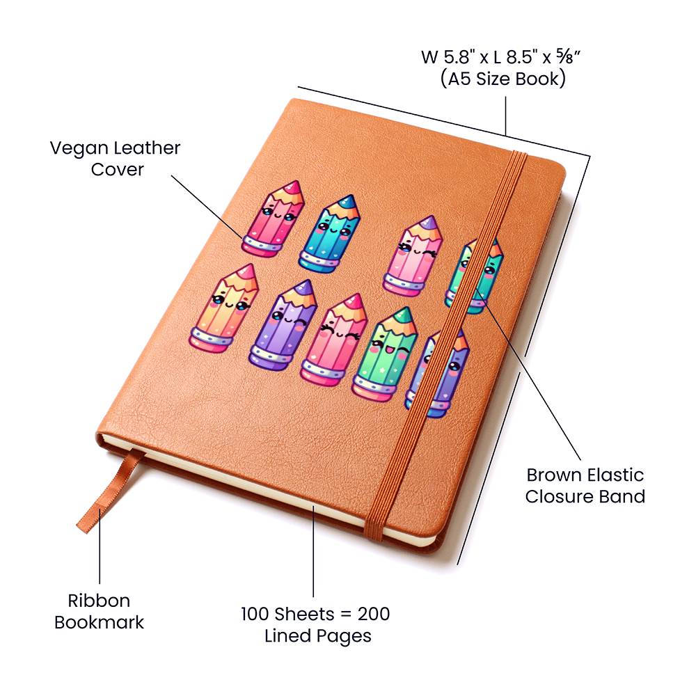 Cute Back to School Sticker 102 - Vegan Leather Journal