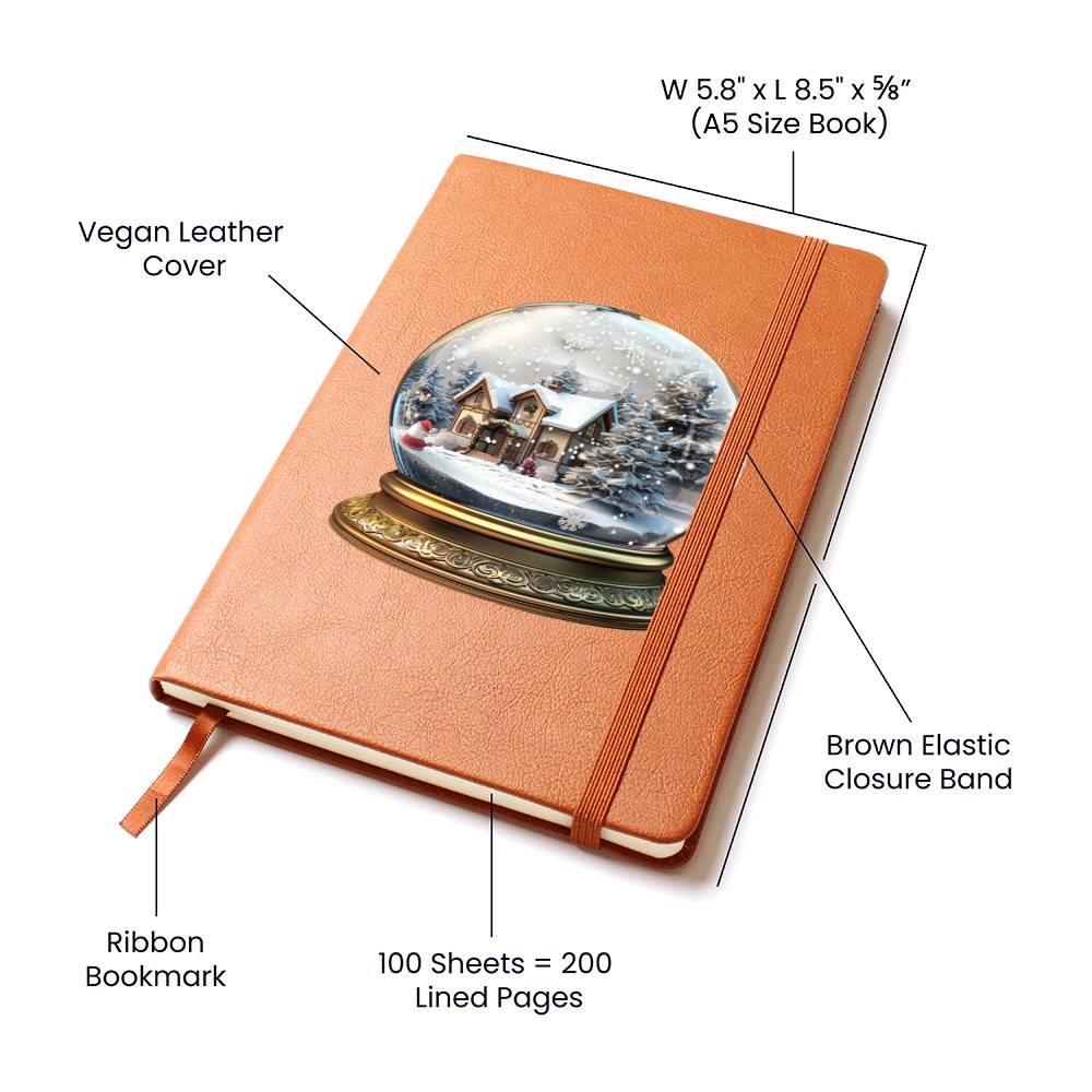 Watercolor Christmas Snow Globe 001 - Vegan Leather Journal