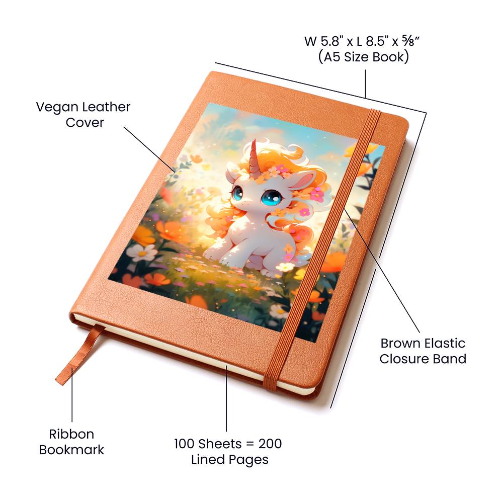 Cute Unicorn 052 - Vegan Leather Journal