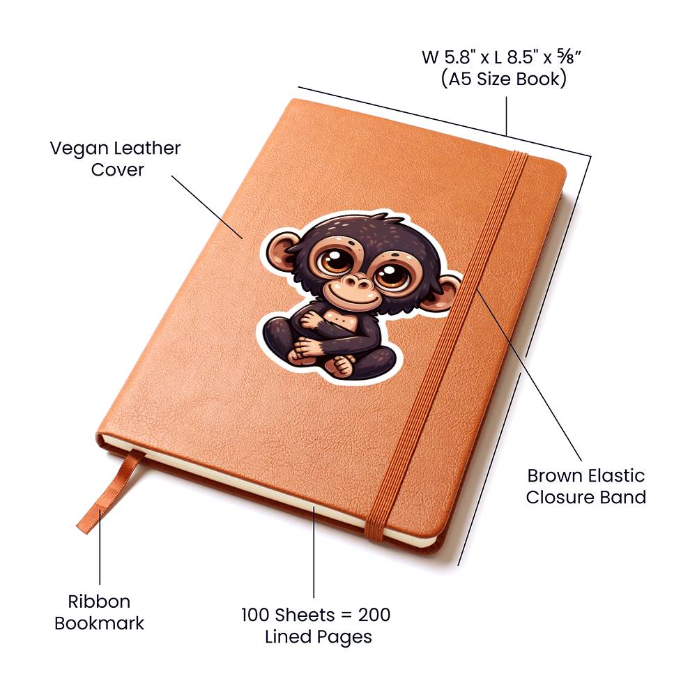 Cute Bonobo sticker 16 - Vegan Leather Journal