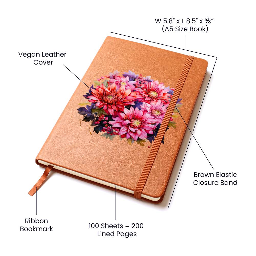 Floral Flower Wreath 143 - Vegan Leather Journal